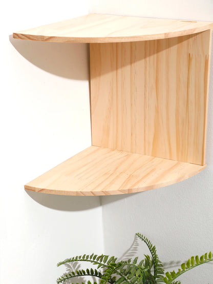 2-Tier Wooden Floating Corner Shelf