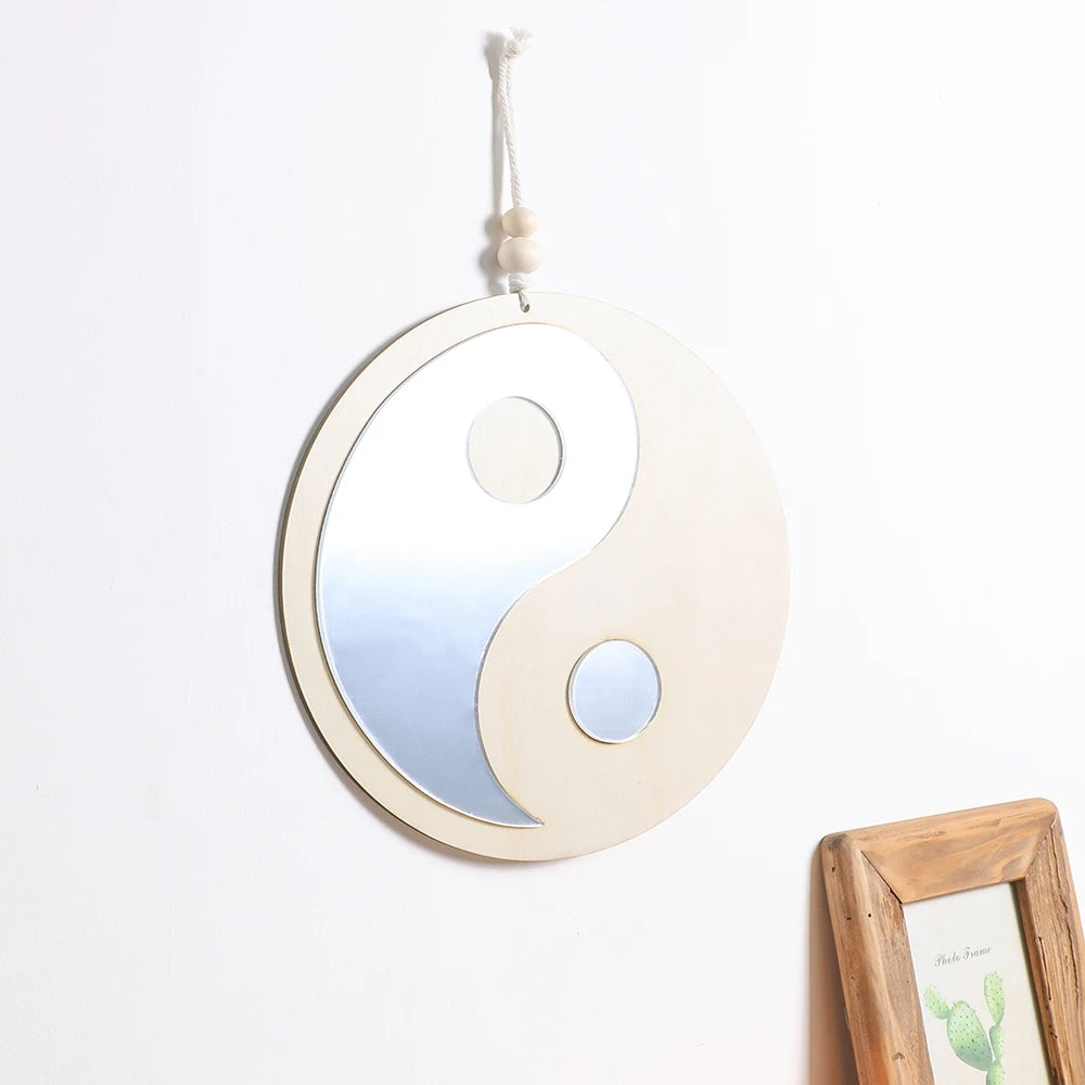 Boho Wooden Yin Yang Wall Mirror