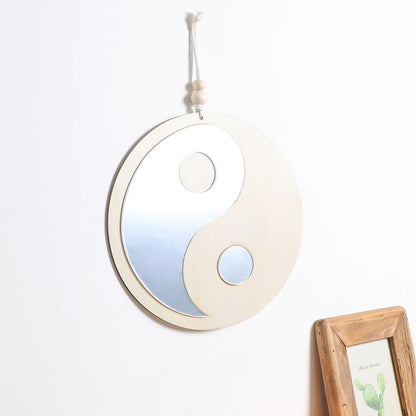 Boho Wooden Yin Yang Wall Mirror