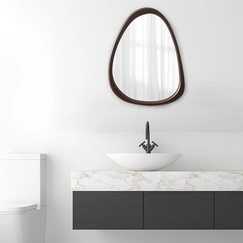 Asymmetrical Wooden Wall Mirror