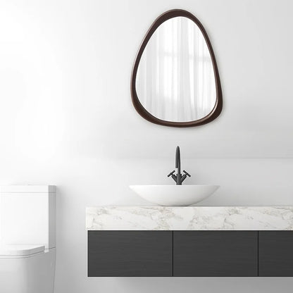 Asymmetrical Wooden Wall Mirror