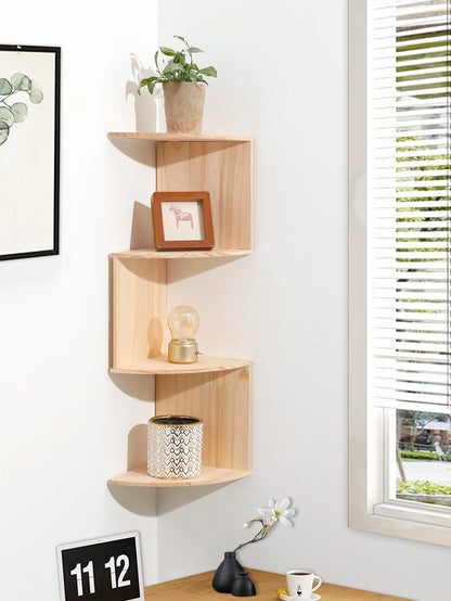 Wooden Floating Corner Wall Shelf