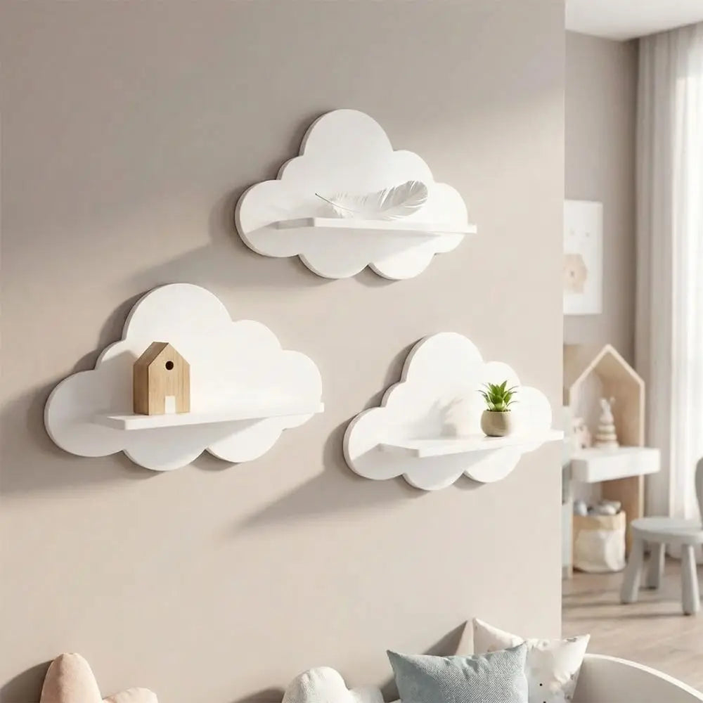 Modern Cloud Wooden Wall Shelf
