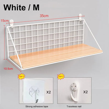 No-Drill Wooden Hanging Wall Shelf
