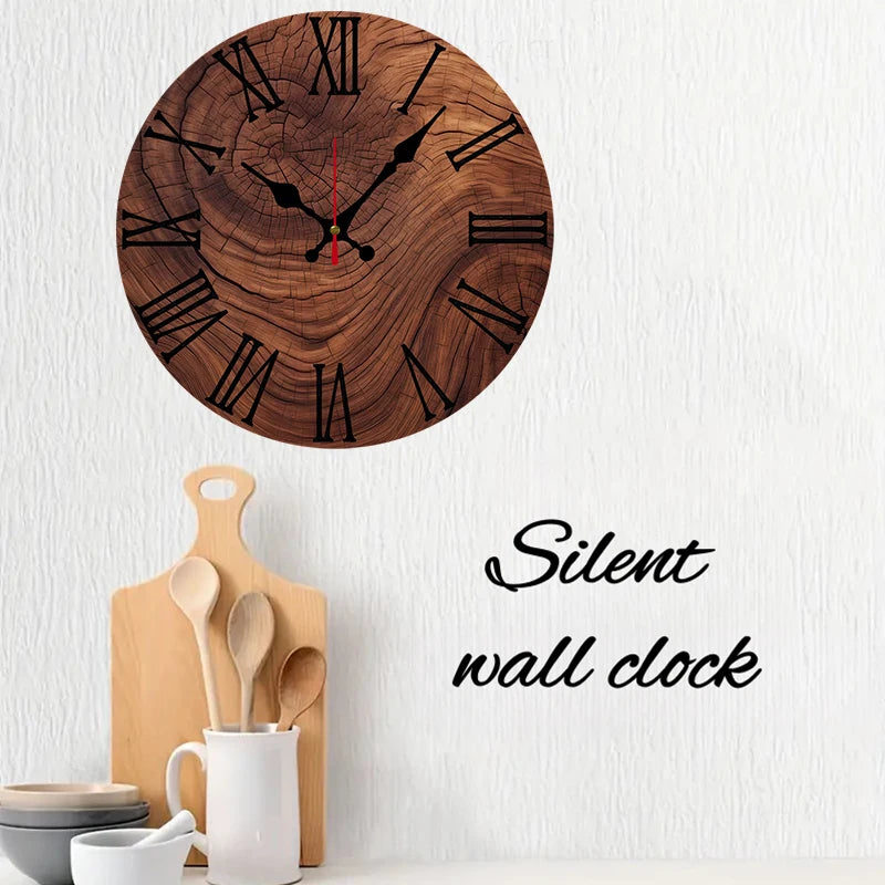 Wood Grain Round Wall Clock