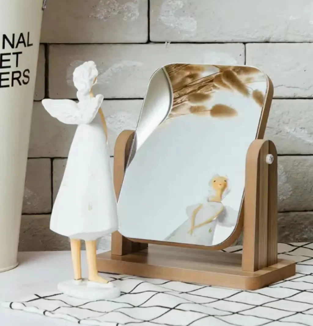 Wooden Rotating Vanity Mirror
