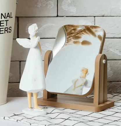Wooden Rotating Vanity Mirror