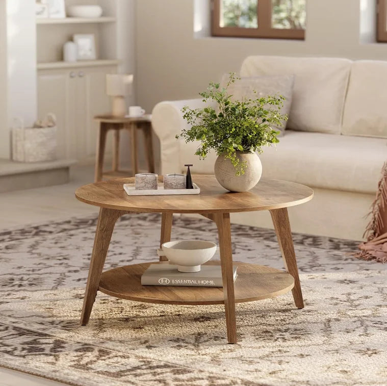 Multi-Tier Solid Wood Coffee Table