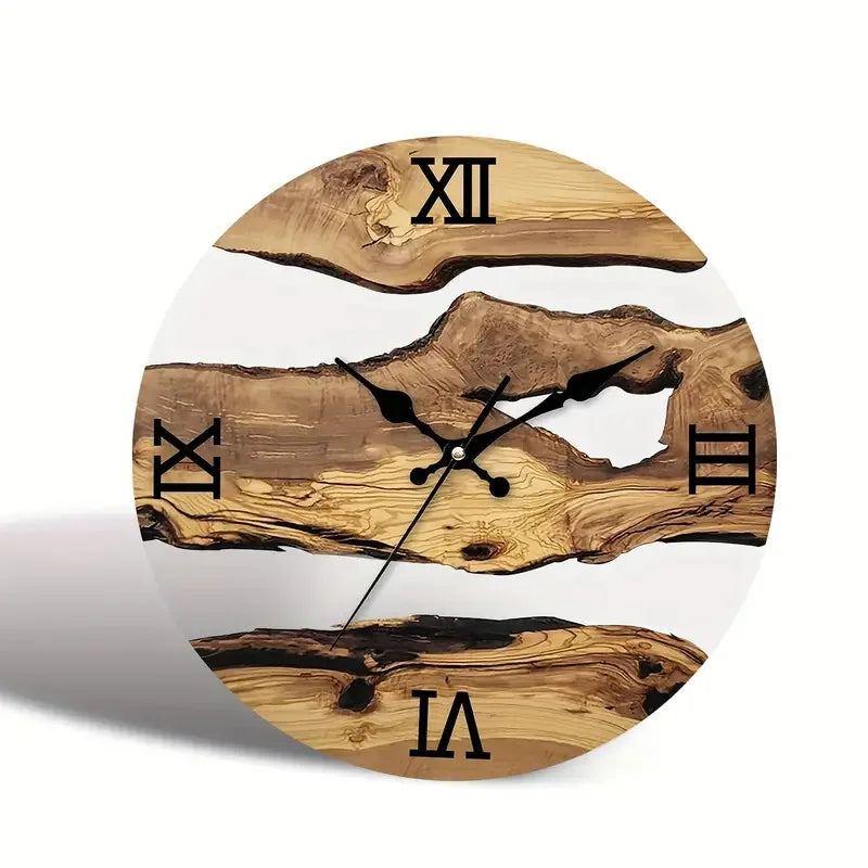 Minimalist Wood Grain Wall Clock