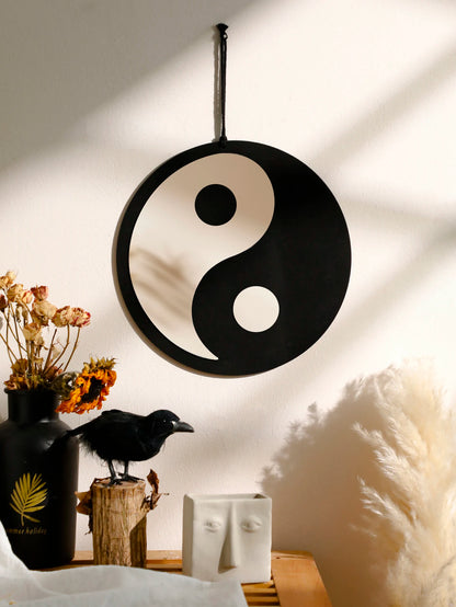 Boho Wooden Yin Yang Wall Mirror