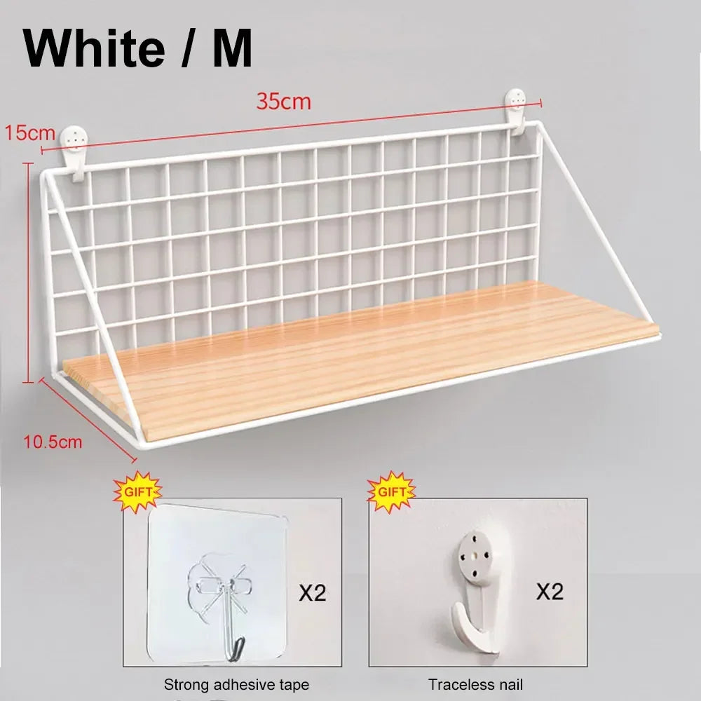 No-Drill Wooden Hanging Wall Shelf