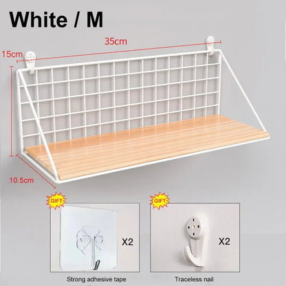 No-Drill Wooden Hanging Wall Shelf