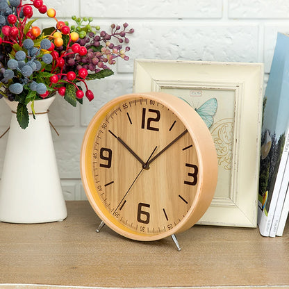 8-Inch Wooden Table & Wall Clock