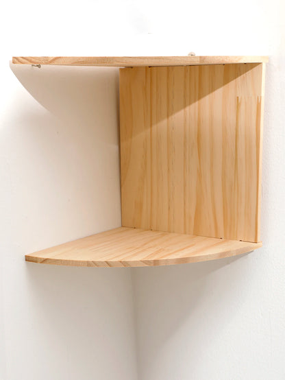 2-Tier Wooden Floating Corner Shelf