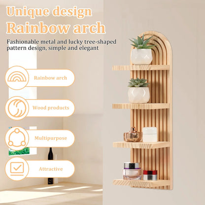 3-Tier Wooden Boho Floating Wall Shelf