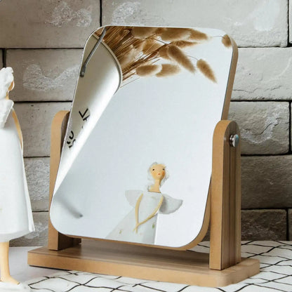 Wooden Rotating Vanity Mirror
