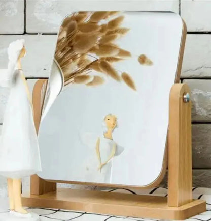 Wooden Rotating Vanity Mirror