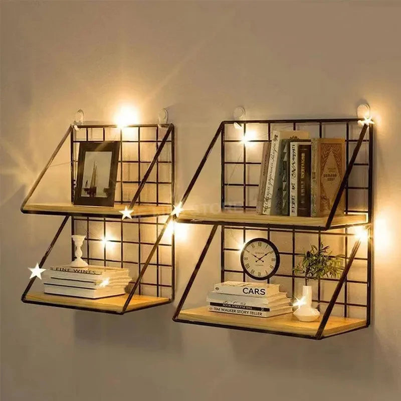 No-Drill Wooden Hanging Wall Shelf