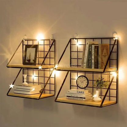 No-Drill Wooden Hanging Wall Shelf