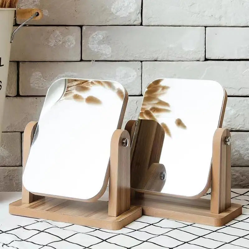 Wooden Rotating Vanity Mirror