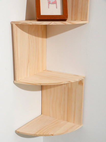 Wooden Floating Corner Wall Shelf