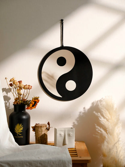 Boho Wooden Yin Yang Wall Mirror