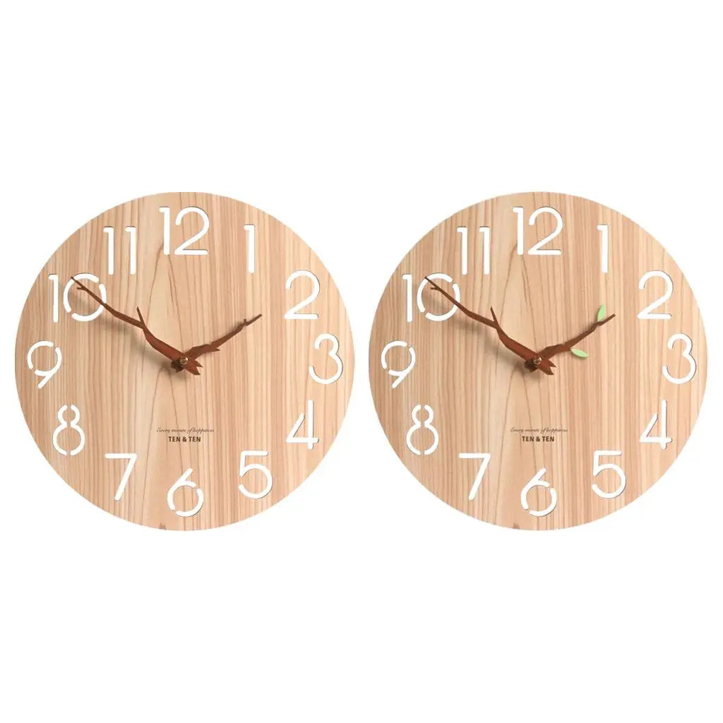 12-Inch Rustic Wooden Wall Clock