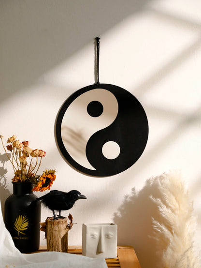 Boho Wooden Yin Yang Wall Mirror