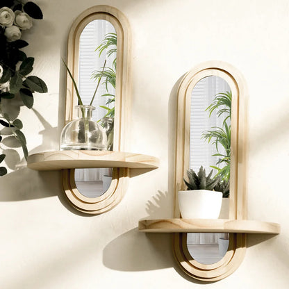 Boho Wooden Mirror Shelf
