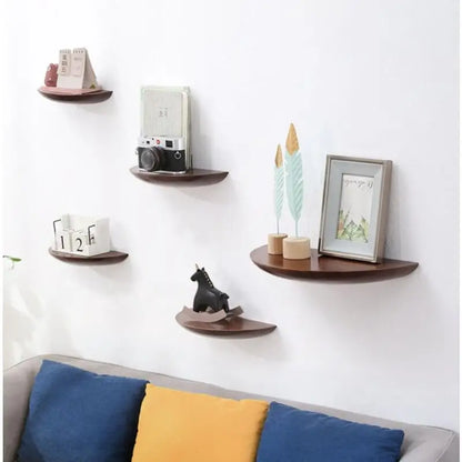 Wooden Half Moon Wall Shelf
