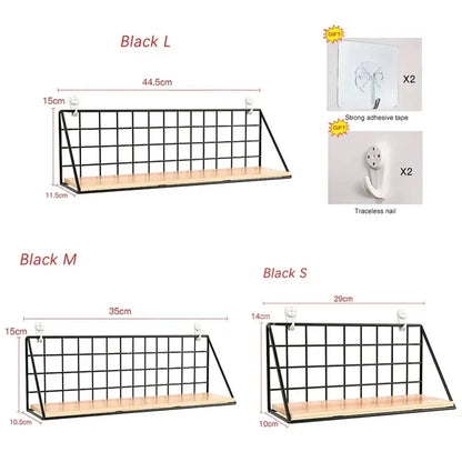 No-Drill Wooden Hanging Wall Shelf