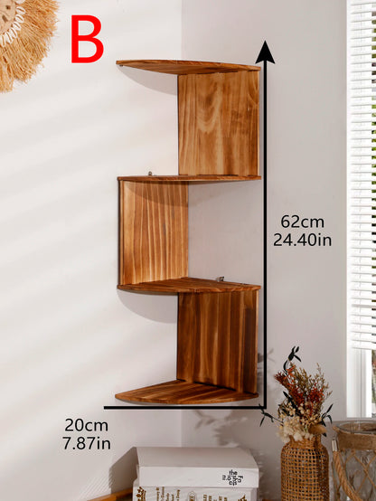 Wooden Floating Corner Wall Shelf