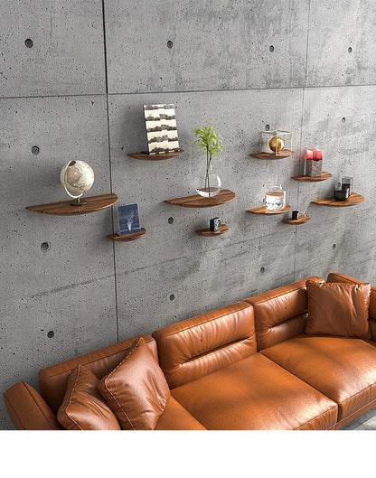 Wooden Half Moon Wall Shelf