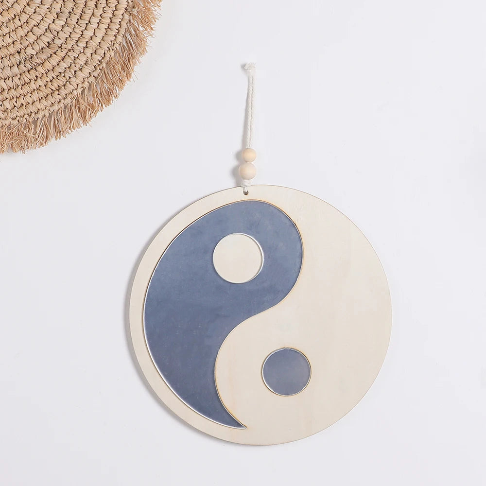 Boho Wooden Yin Yang Wall Mirror