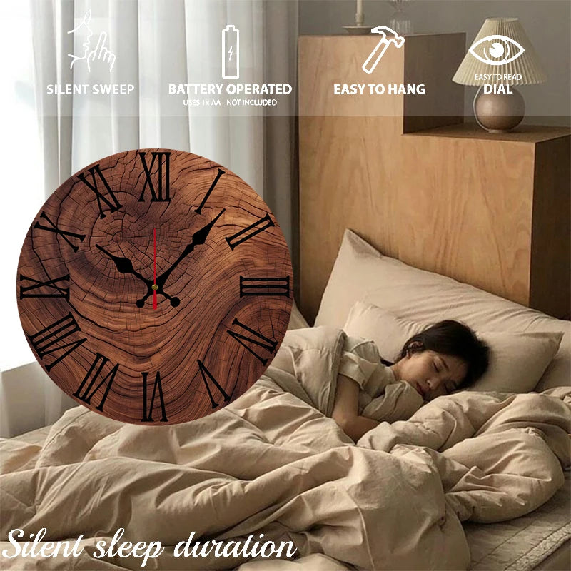 Wood Grain Round Wall Clock