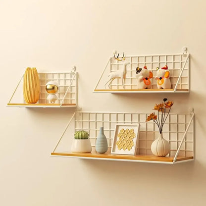 No-Drill Wooden Hanging Wall Shelf