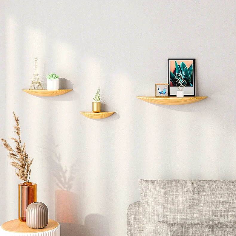Wooden Half Moon Wall Shelf