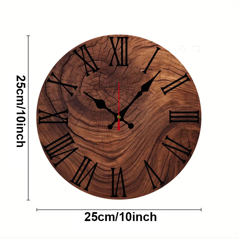 Wood Grain Round Wall Clock