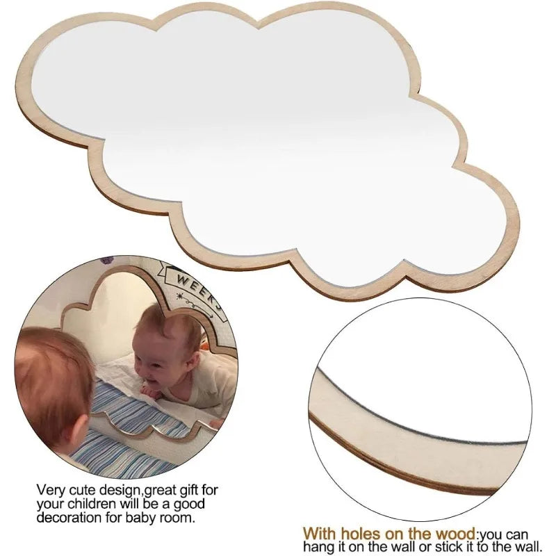 Cloud Wooden Kids Wall Mirror