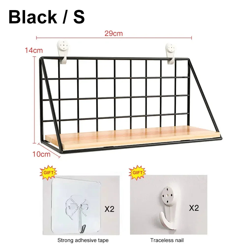 No-Drill Wooden Hanging Wall Shelf