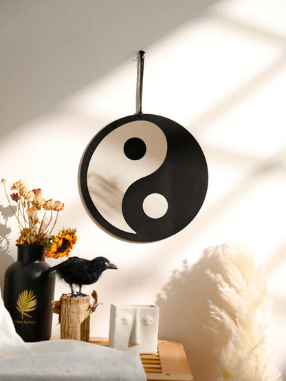 Boho Wooden Yin Yang Wall Mirror