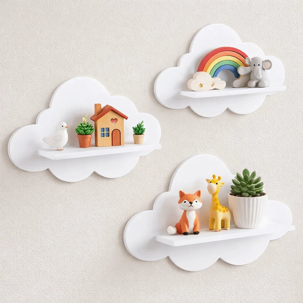 Modern Cloud Wooden Wall Shelf