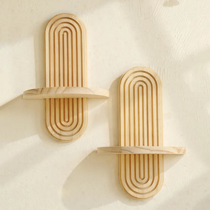 Geometric Boho Wooden Wall Shelf