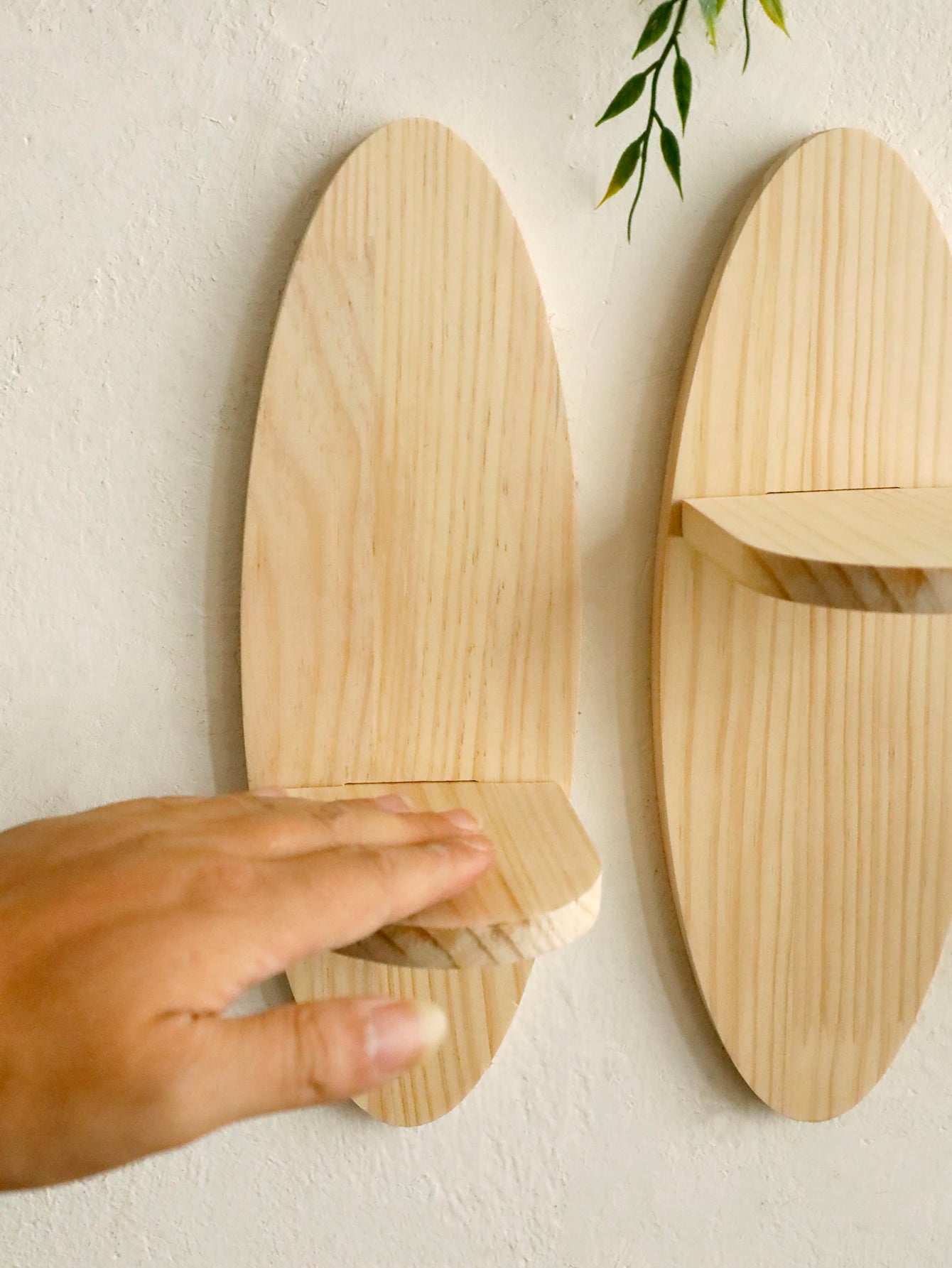 Wooden Oval Floating Wall Shelf