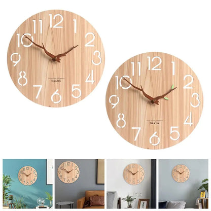 12-Inch Rustic Wooden Wall Clock