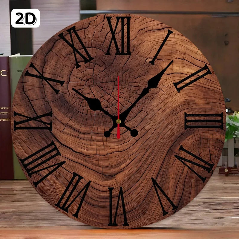 Wood Grain Round Wall Clock