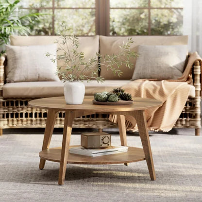 Multi-Tier Solid Wood Coffee Table