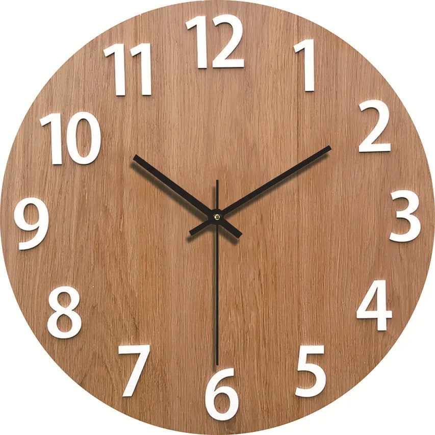Minimalist Wood Grain Wall Clock