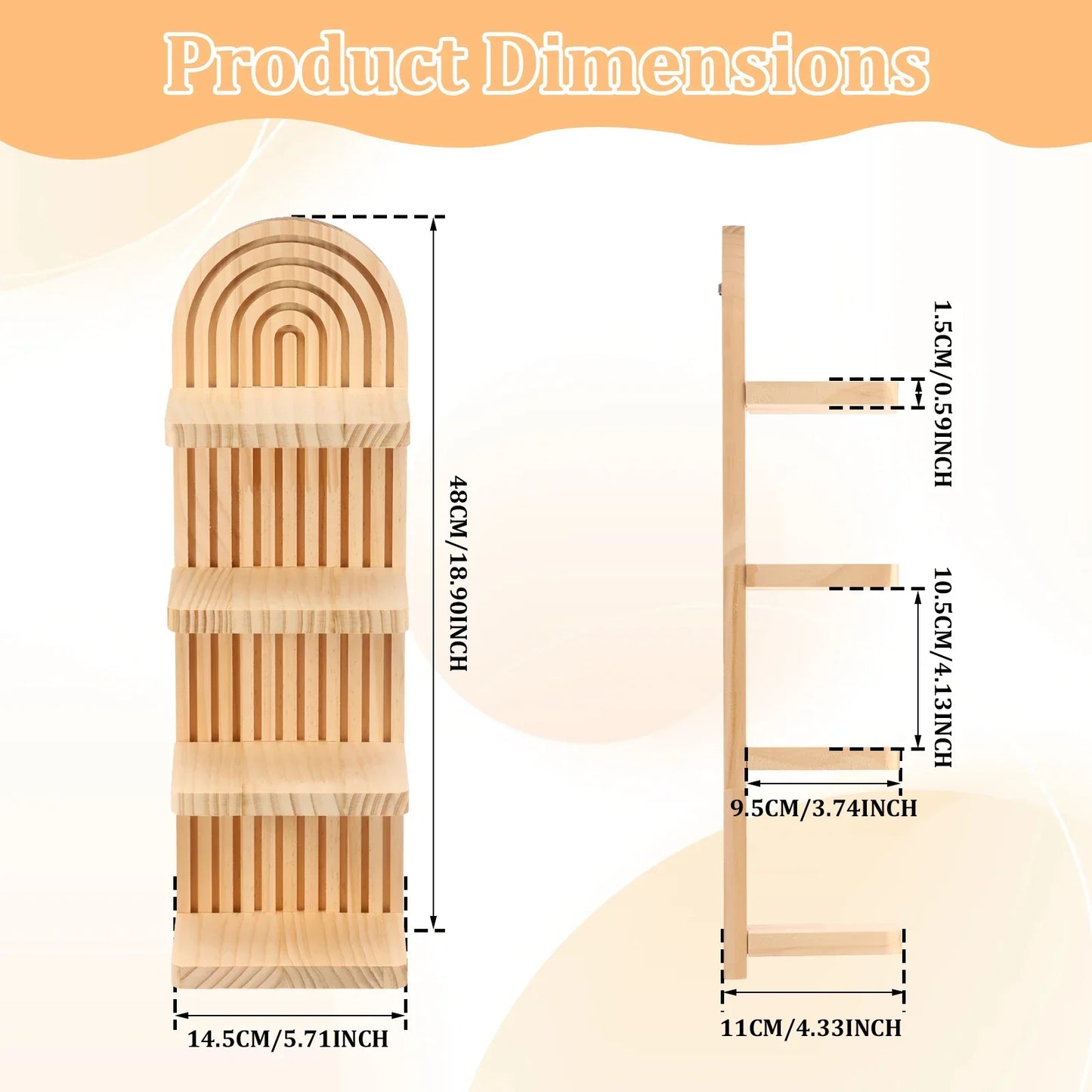 3-Tier Wooden Boho Floating Wall Shelf