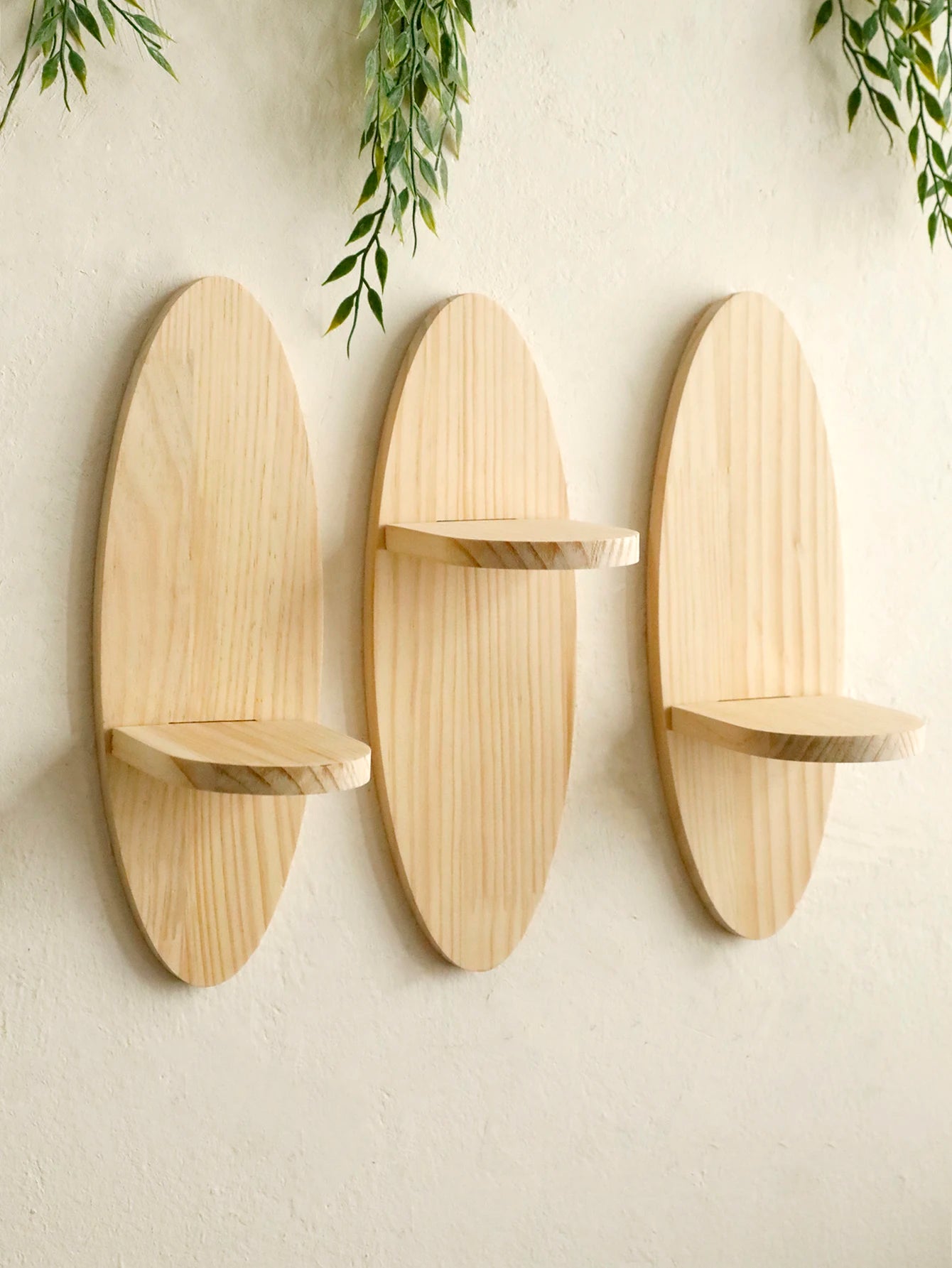 Wooden Oval Floating Wall Shelf